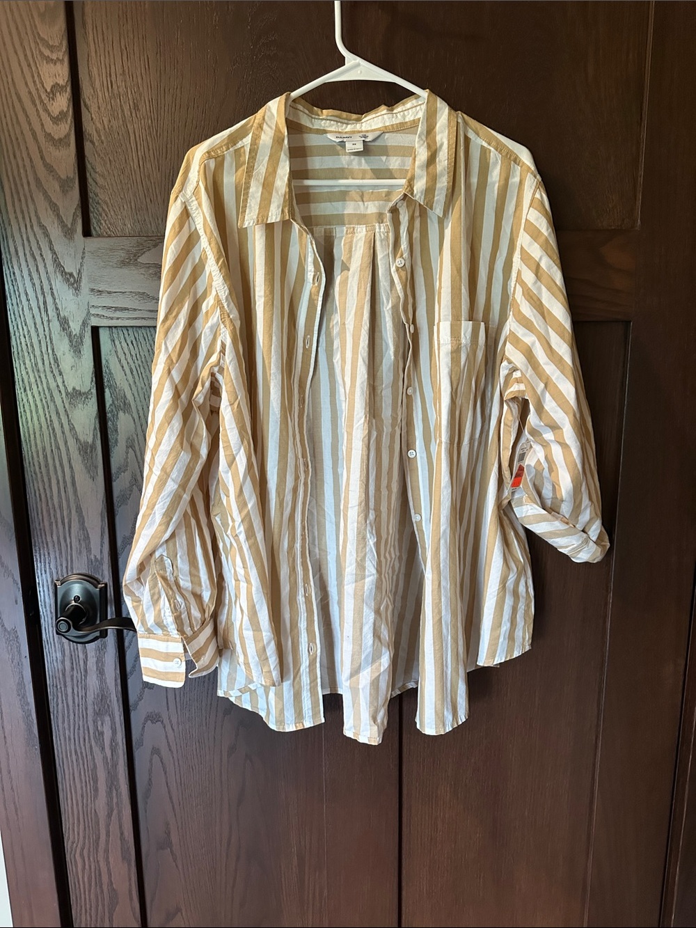 Old Navy Striped Button-Down Shirt - Cream & Tan